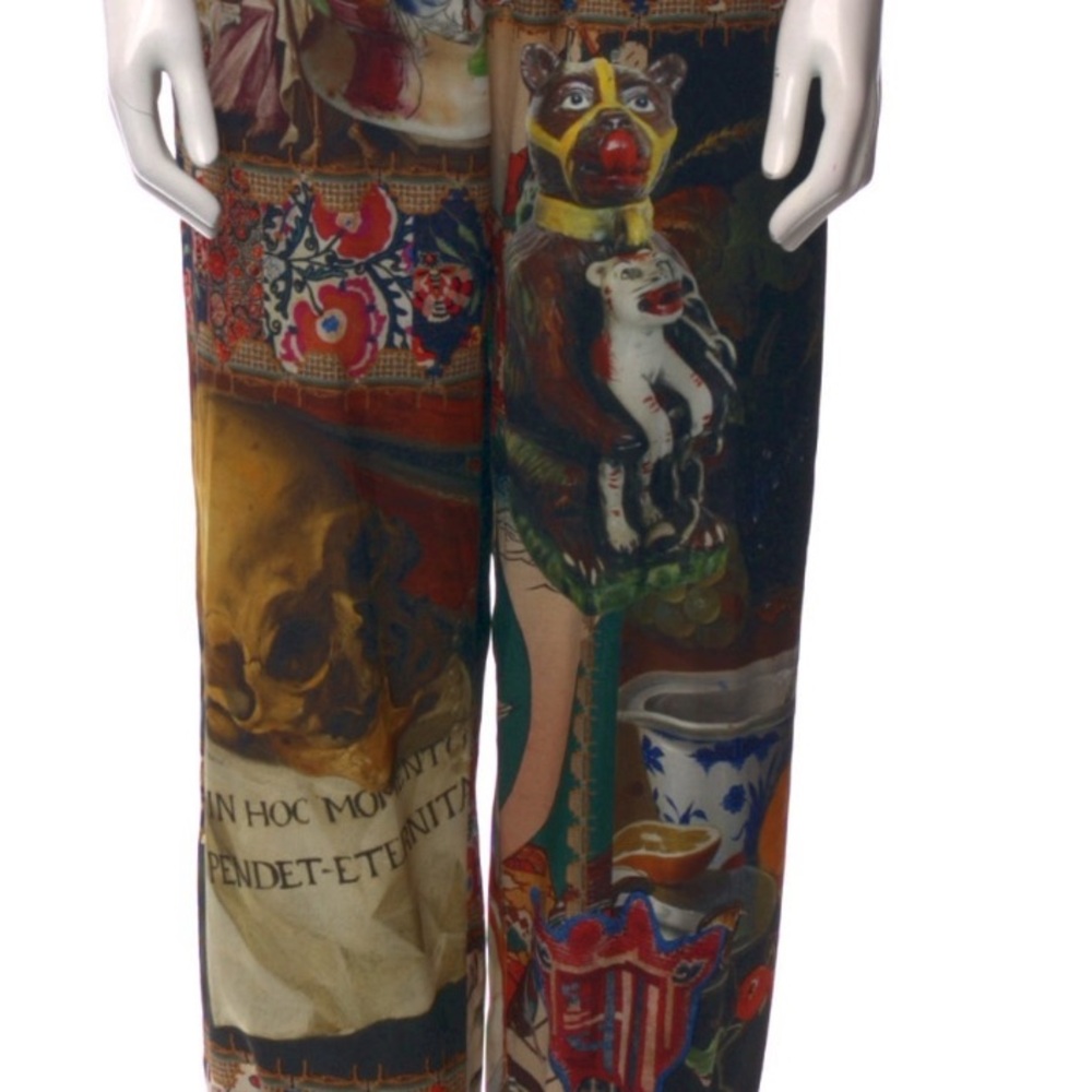 Libertine Silk Colorful Graphic Tie-waist Pants L XL